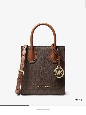 Michael Kors Brown Logo Mercer extra small Mini crossbody Tote Bag